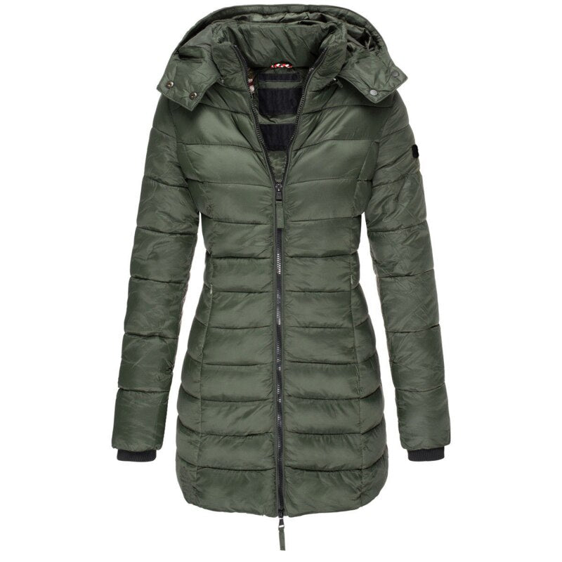 Women’s Hooded Longline Puffer Parka – Water-Repellent Insulated Layer for Everyday Winter Wear