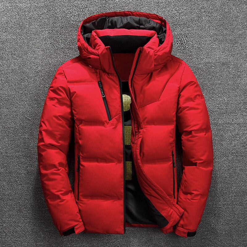 Men’s Detachable-Hood Puffer Winter Jacket – Heavy Insulated Layer for Outdoor Cold-Weather Wear