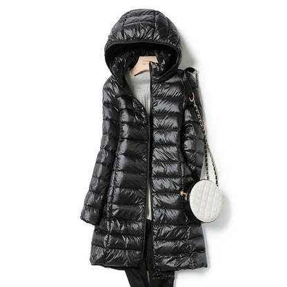 Women’s Longline Hooded Puffer Coat – Ultralight Quilted Winter Layer for Everyday Cold-Weather Wear