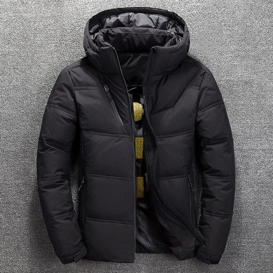 Men’s Detachable-Hood Insulated Puffer Winter Jacket – Warm Multi-Pocket Layer for Everyday Cold-Weather Wear