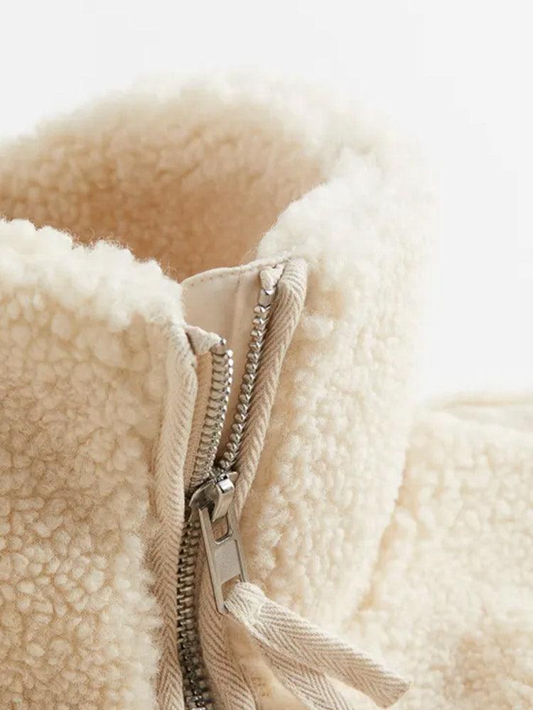 Women’s Oversized Teddy Coat – Lapel Collar with Large Patch Pockets