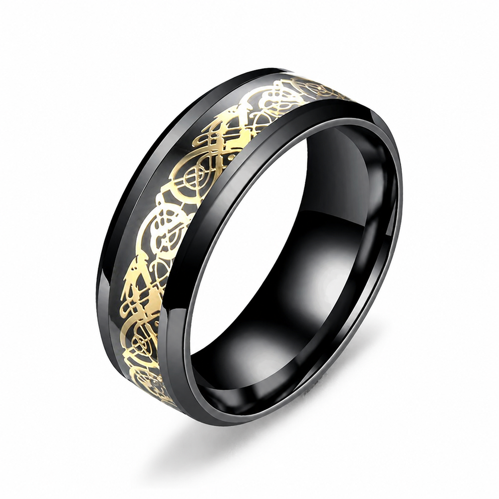 dragon gold ring on white background