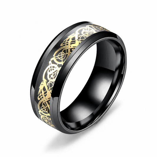 dragon gold ring on white background