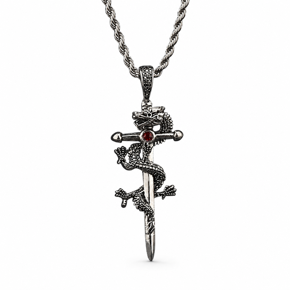 dragon sword pendant on white background