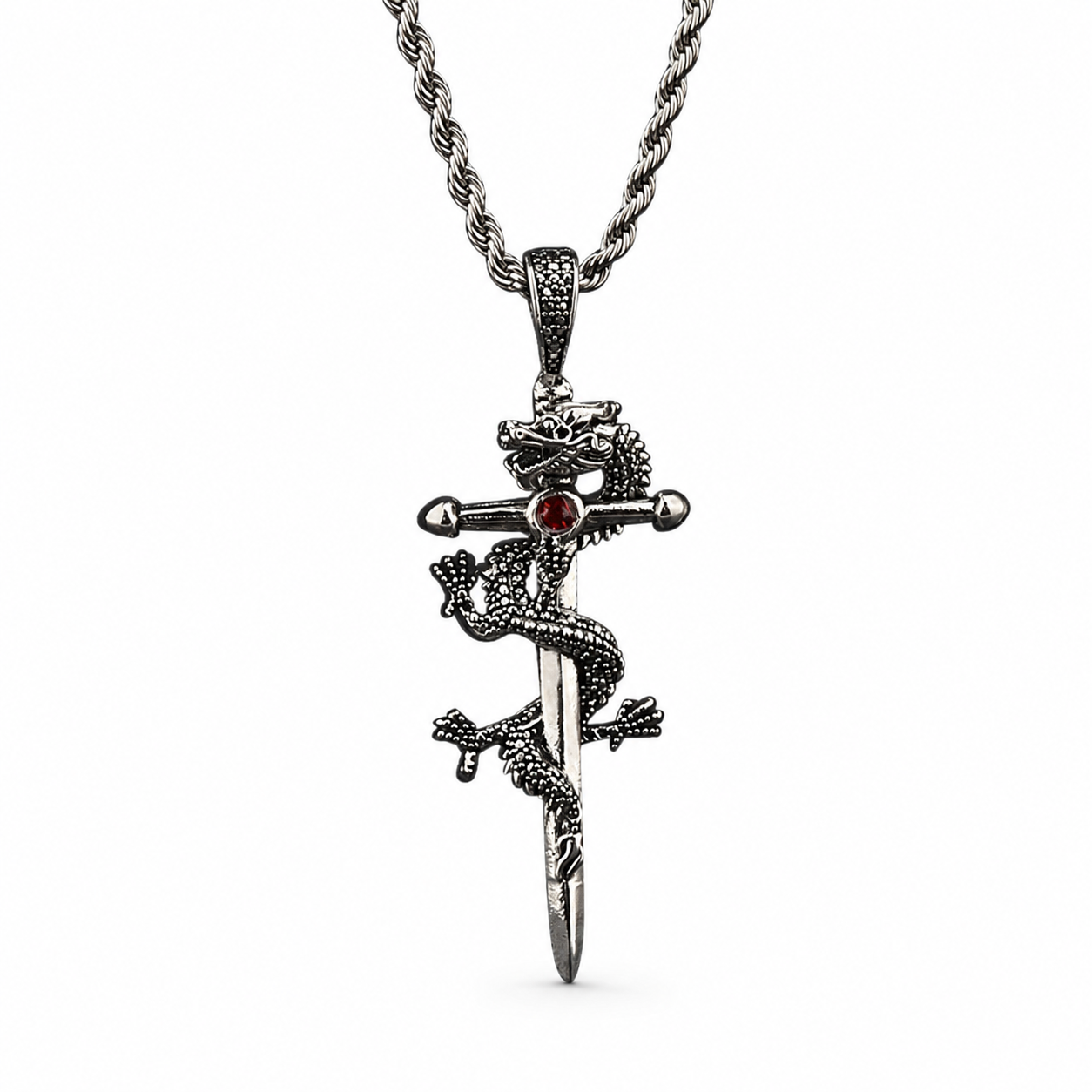 dragon sword pendant on white background