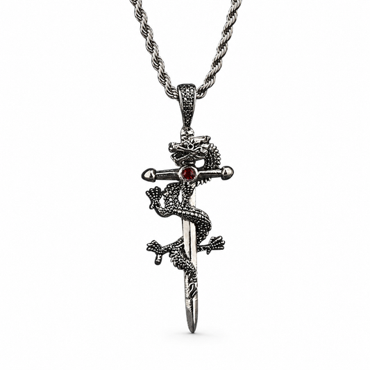 dragon sword pendant on white background