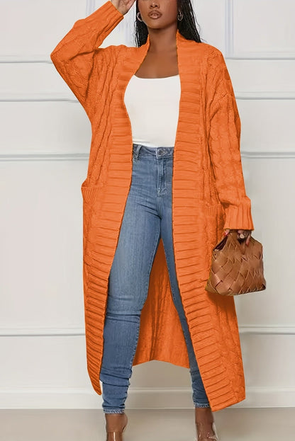 Women’s Long Cardigan – Ribbed V-Neck Longline Cardigan