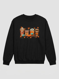 Women’s Autumn Coffee Graphic Sweatshirt – Cosy Long-Sleeve Pullover for Seasonal Casual Wear