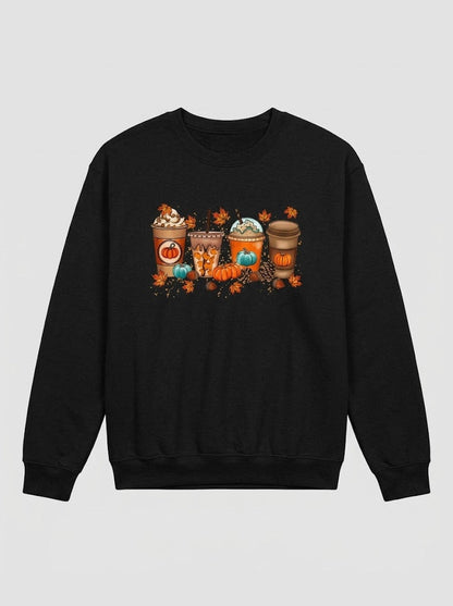 Women’s Autumn Coffee Graphic Sweatshirt – Cosy Long-Sleeve Pullover for Seasonal Casual Wear