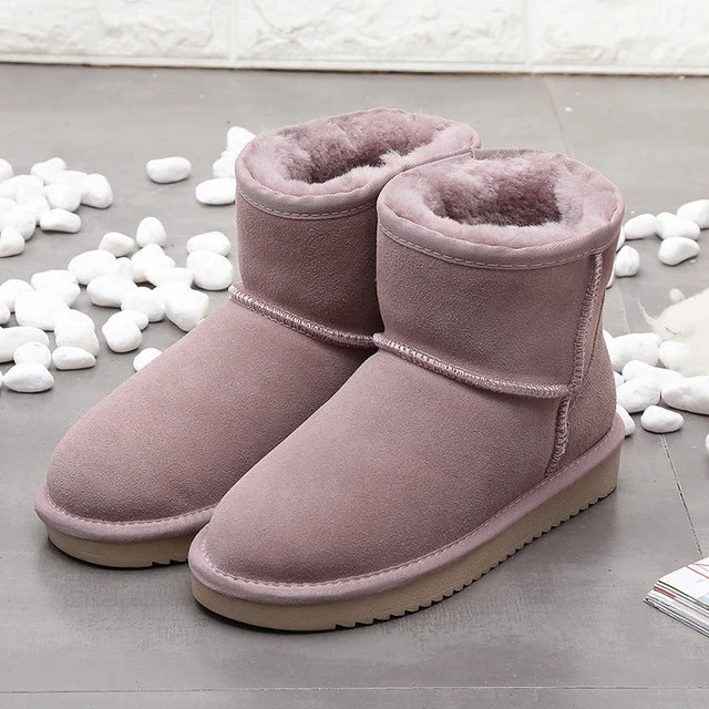 Women's Faux Fur Lined Heeled Snow Boots - Army Green