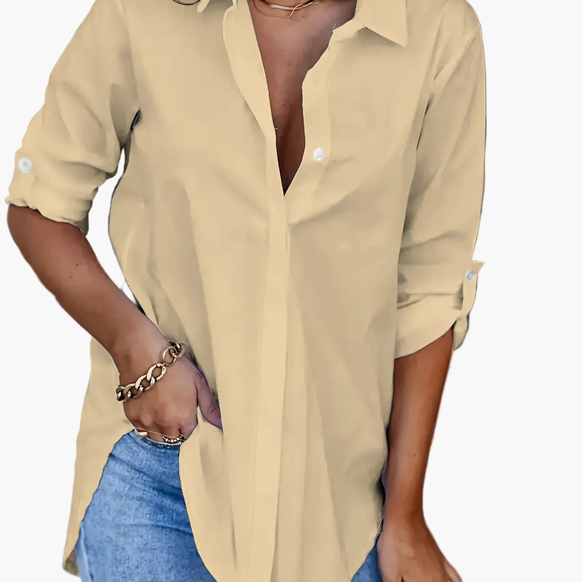 Women’s Relaxed Shirt Blouse – Classic Collar with Button Front