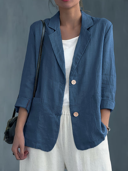 Women’s Relaxed Blazer – Two-Button Front with Roll-Up Sleeves