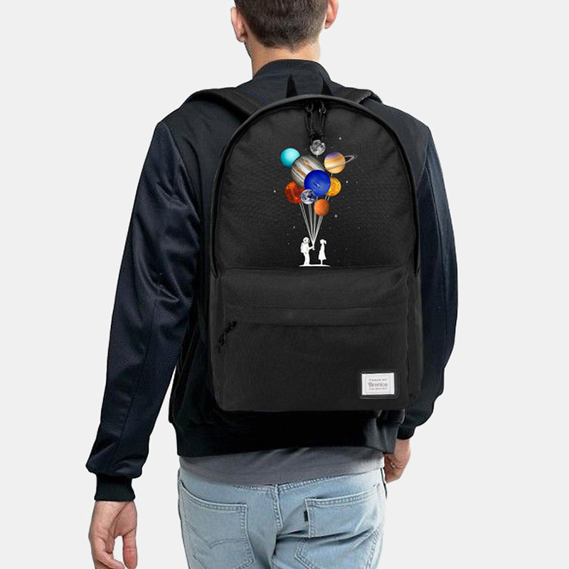 Unisex Astronaut Planet Backpack – Oxford School Bag with Front Pocket and Adjustable Shoulder Straps