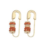 VARIANT|Gold/Red|Safety-pin drop earrings – Gold/Red