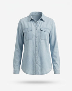 Women’s Denim Utility Shirt – Relaxed Button-Up Layer for Casual Transitional Wear