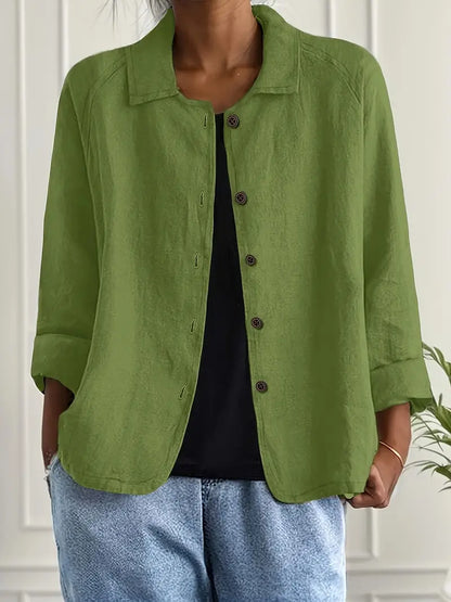 Women’s Lightweight Cardigan – Shirt Collar with Button-Through Front