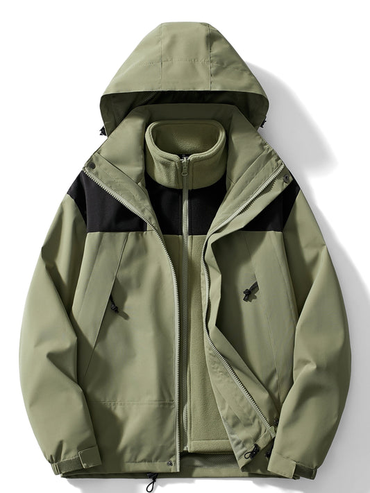 Women’s 3-in-1 Fleece-Lined Outdoor Jacket – Hooded Layer for Versatile Winter Wear
