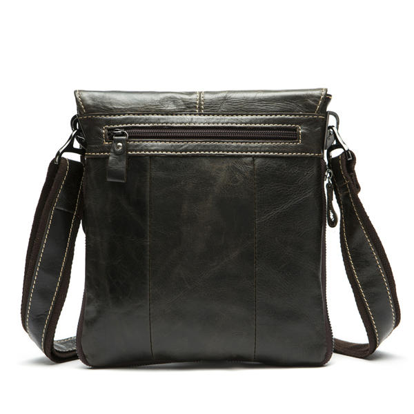 Men’s Genuine Leather Messenger Bag – Flap-Front Business Shoulder Bag with Adjustable Crossbody Strap