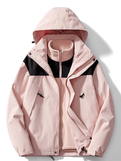Women’s 3-in-1 Fleece-Lined Outdoor Jacket – Hooded Layer for Versatile Winter Wear