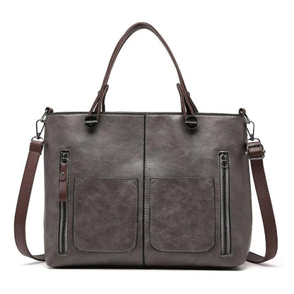 Women’s Genuine Leather Tote Bag – Multi-Pocket Handbag for Work and Everyday Carry