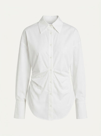 Women’s Ruched-Waist Button Blouse – Tailored Long-Sleeve Style for Office and Events