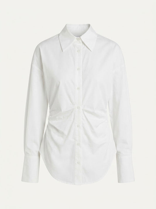 Women’s Ruched-Waist Button Blouse – Tailored Long-Sleeve Style for Office and Events