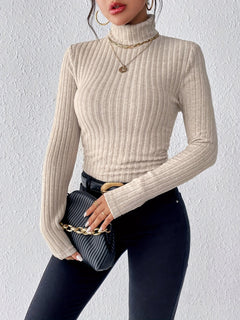 Women’s Roll-Neck Jumper – Ribbed Knit with Slim Fit