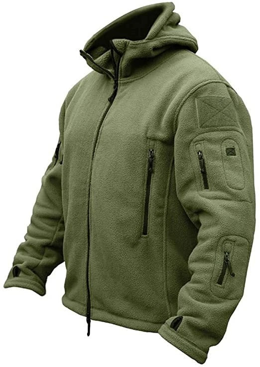 Men’s Hooded Fleece Jacket – Warm Multi-Pocket Outdoor Layer for Hiking and Everyday Wear