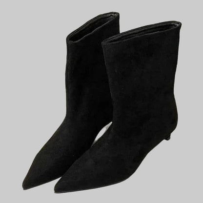 Women’s Pointed-Toe Ankle Boots – Sleek Low-Heel Style for Office and Everyday Wear