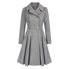 Women’s Double-Breasted Fit-and-Flare Coat – Tailored Winter Layer for Office and City Wear