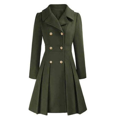 Women’s Double-Breasted Fit-and-Flare Coat – Tailored Winter Layer for Office and City Wear