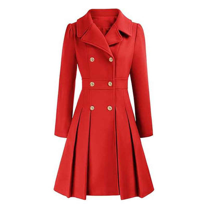 Women’s Double-Breasted Fit-and-Flare Coat – Tailored Winter Layer for Office and City Wear