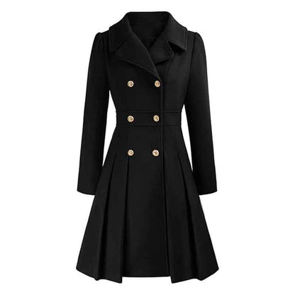 Women’s Double-Breasted Fit-and-Flare Coat – Tailored Winter Layer for Office and City Wear