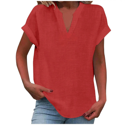 Women’s Relaxed V-Neck Blouse – Lightweight Spring and Summer Top for Everyday Wear