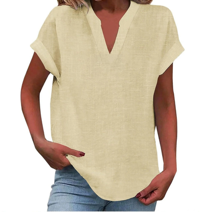 Women’s Relaxed V-Neck Blouse – Lightweight Spring and Summer Top for Everyday Wear