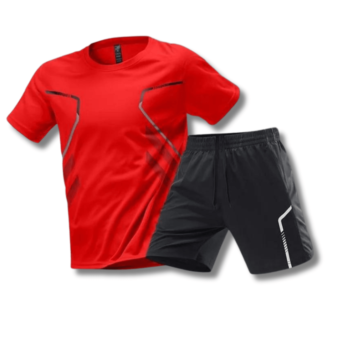 Men’s Performance Two-Piece Sports Set – Athletic Crew-Neck T-Shirt with Lightweight Training Shorts