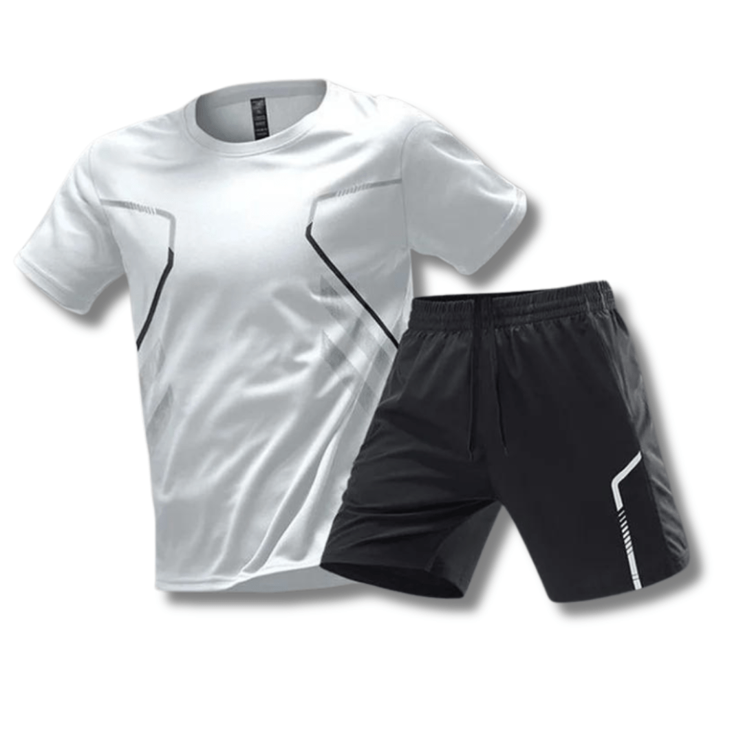 Men’s Performance Two-Piece Sports Set – Athletic Crew-Neck T-Shirt with Lightweight Training Shorts