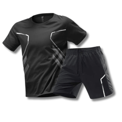 Men’s Performance Two-Piece Sports Set – Athletic Crew-Neck T-Shirt with Lightweight Training Shorts