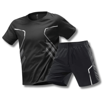 Men’s Performance Two-Piece Sports Set – Athletic Crew-Neck T-Shirt with Lightweight Training Shorts