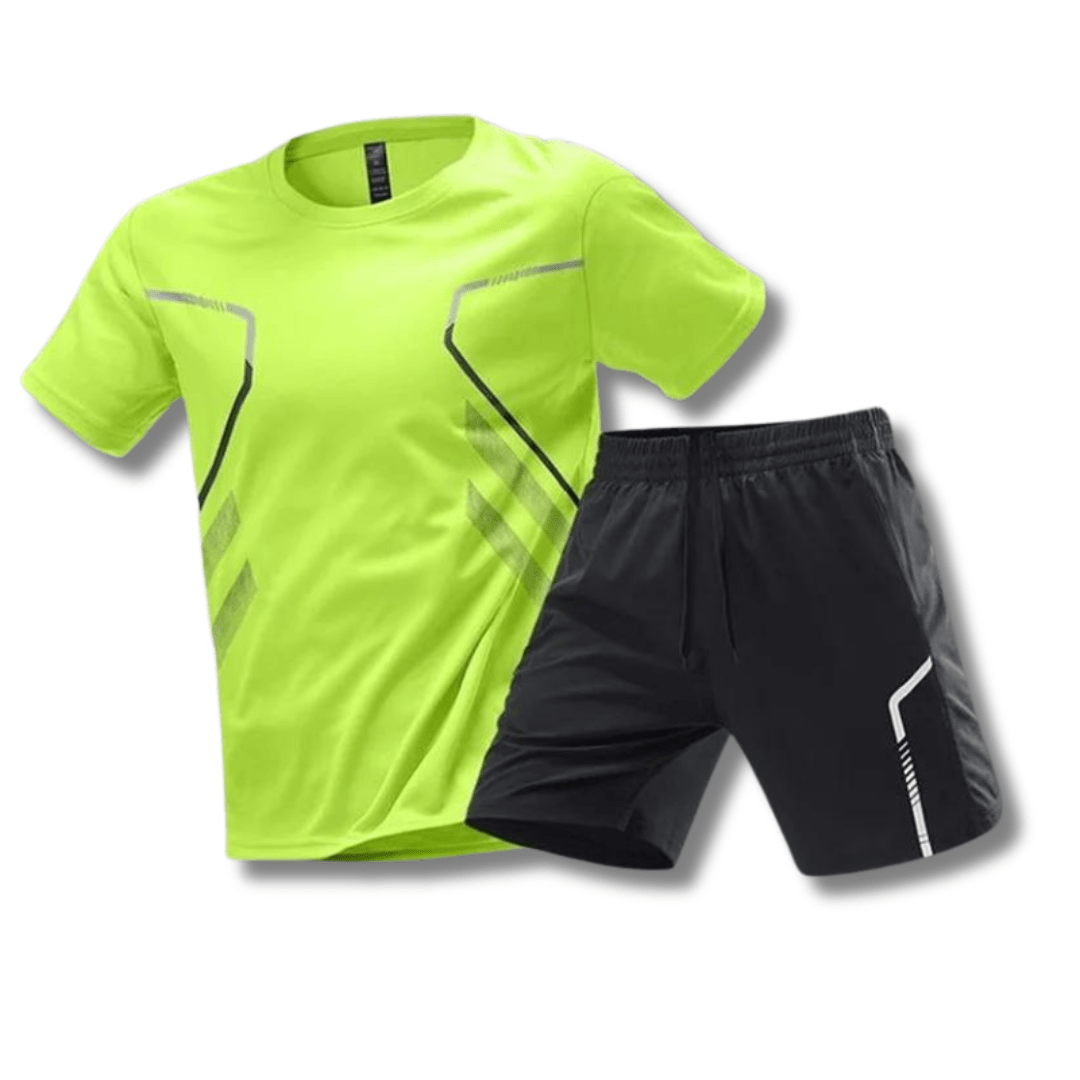 Men’s Performance Two-Piece Sports Set – Athletic Crew-Neck T-Shirt with Lightweight Training Shorts