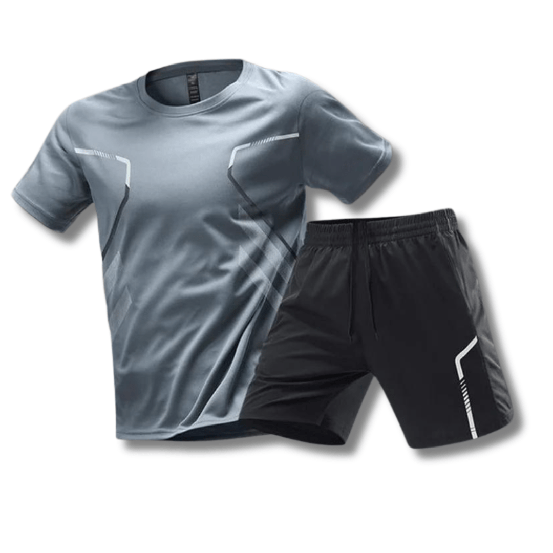 Men’s Performance Two-Piece Sports Set – Athletic Crew-Neck T-Shirt with Lightweight Training Shorts
