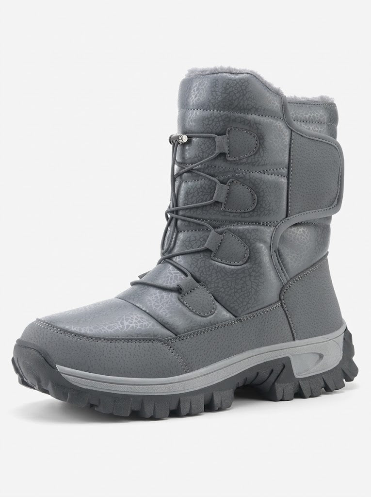 Men’s Plush-Lined Snow Boots – High-Top Winter Boots with Gripped Sole for Outdoor Wear