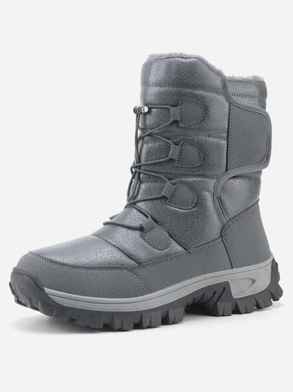 Men’s Plush-Lined Snow Boots – High-Top Winter Boots with Gripped Sole for Outdoor Wear