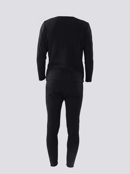 Men’s Thermal Base Layer Set – Long-Sleeve Stretch Top with Fitted Thermal Trousers