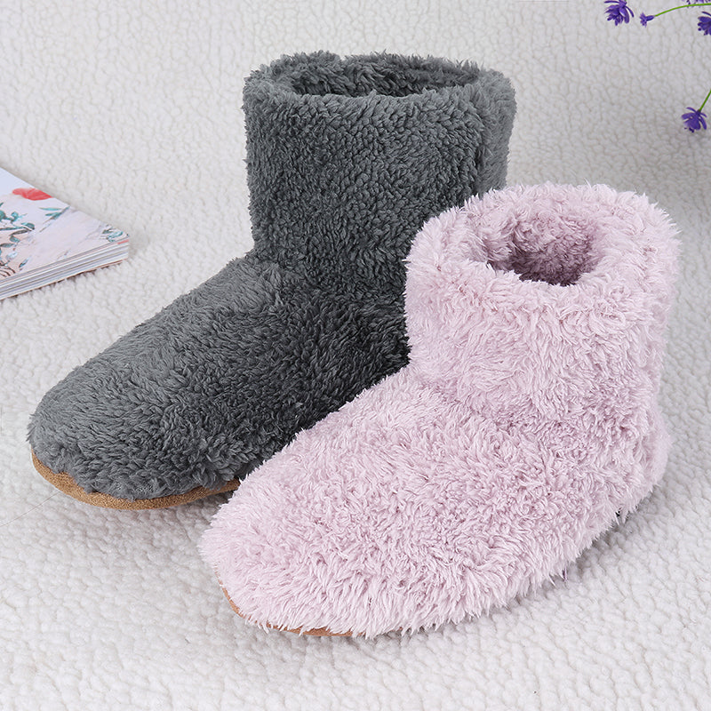 Women’s USB-Heated Plush Winter Boot Slippers – Washable Non-Slip Indoor Electric House Shoes for Cold-Weather Comfort
