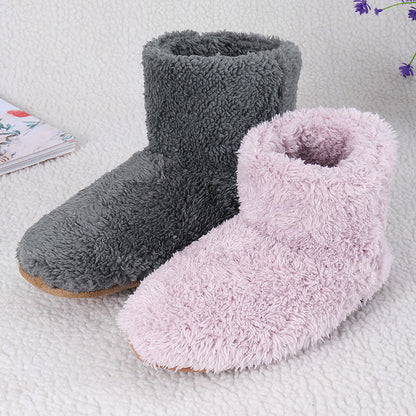 Women’s USB-Heated Plush Winter Boot Slippers – Washable Non-Slip Indoor Electric House Shoes for Cold-Weather Comfort