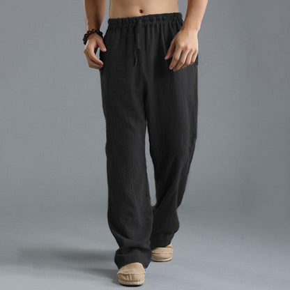 Men’s Relaxed Linen Trousers – Breathable Elastic-Waist Pants for Summer Casual Wear