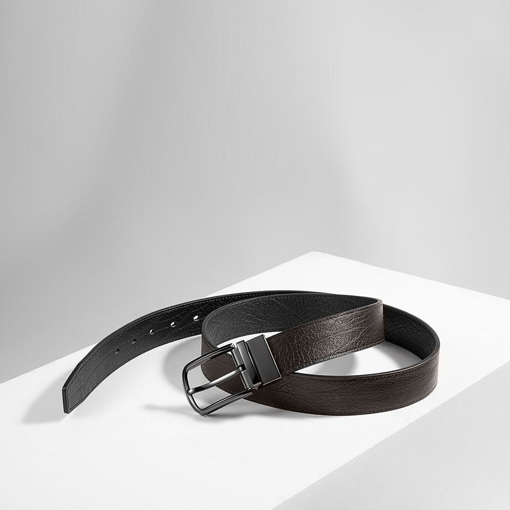 Men’s Reversible Leather Belt – Rotating Buckle Adjustable Waist Strap for Smart Casual and Everyday Wear