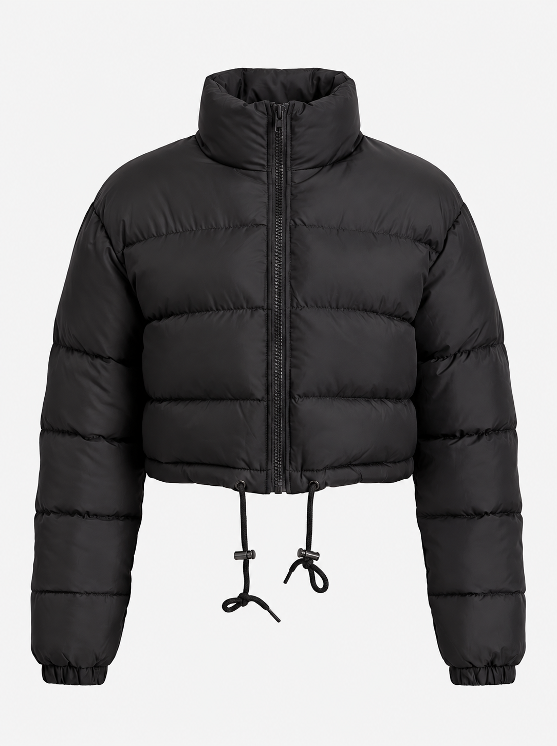 Women’s Cropped Drawstring Puffer Jacket – Lightweight Quilted Layer for Winter