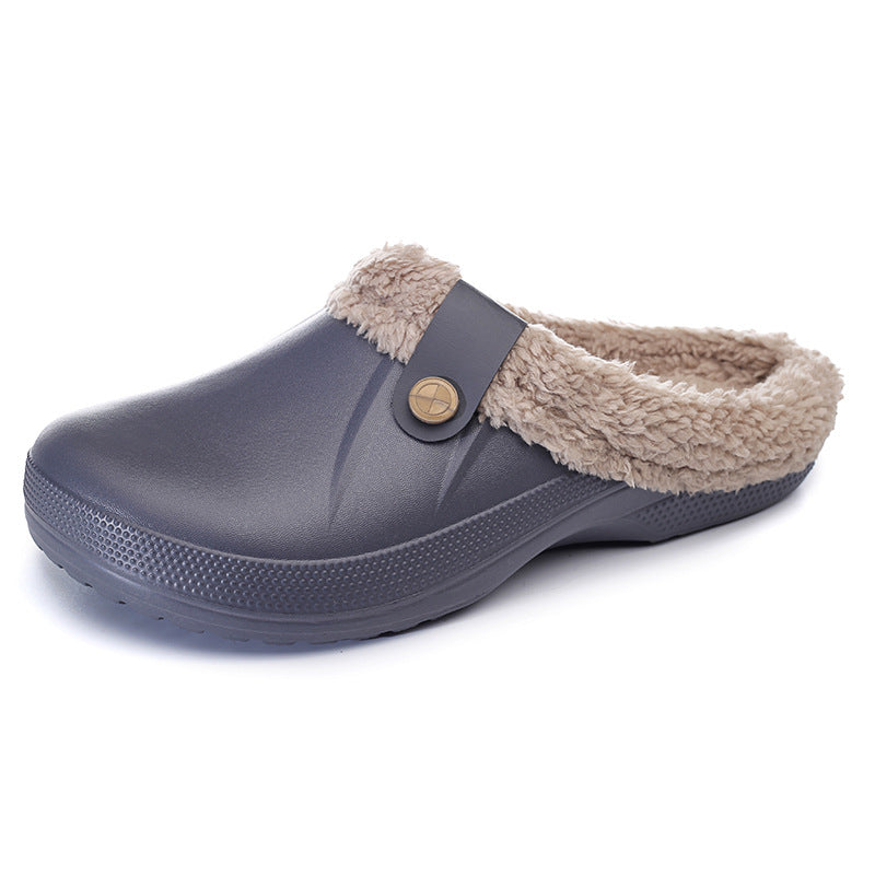 Women's Faux Fur Lined Platform Clog Slippers - Black (US 4-14)